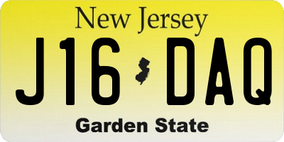 NJ license plate J16DAQ