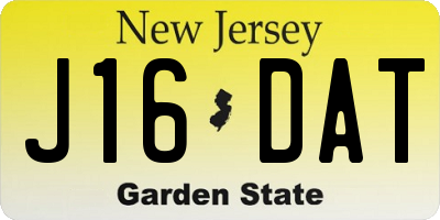 NJ license plate J16DAT