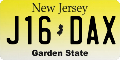 NJ license plate J16DAX