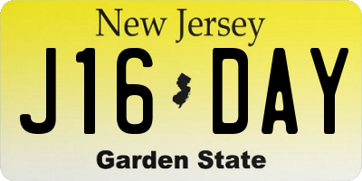 NJ license plate J16DAY