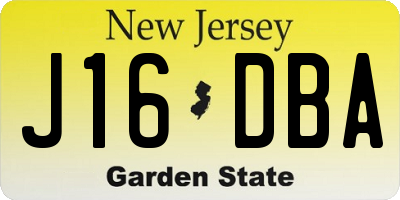 NJ license plate J16DBA