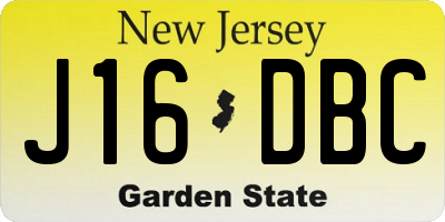 NJ license plate J16DBC
