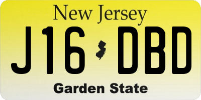 NJ license plate J16DBD