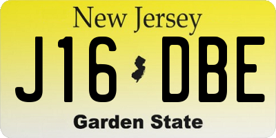 NJ license plate J16DBE