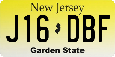 NJ license plate J16DBF
