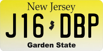 NJ license plate J16DBP