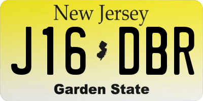 NJ license plate J16DBR
