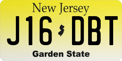 NJ license plate J16DBT
