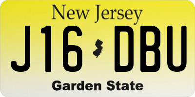 NJ license plate J16DBU