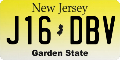 NJ license plate J16DBV