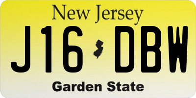 NJ license plate J16DBW