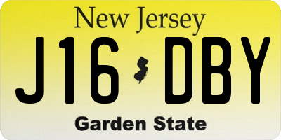NJ license plate J16DBY