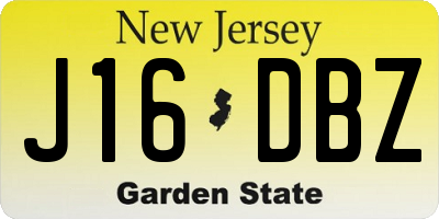 NJ license plate J16DBZ