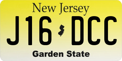 NJ license plate J16DCC
