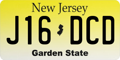 NJ license plate J16DCD