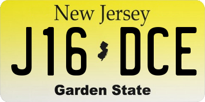 NJ license plate J16DCE