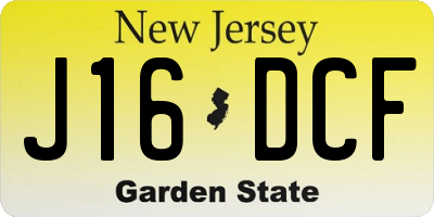 NJ license plate J16DCF