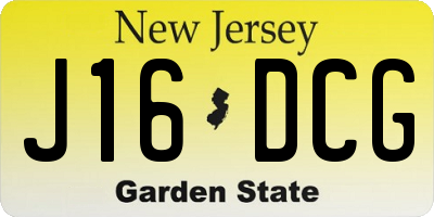 NJ license plate J16DCG