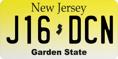 NJ license plate J16DCN