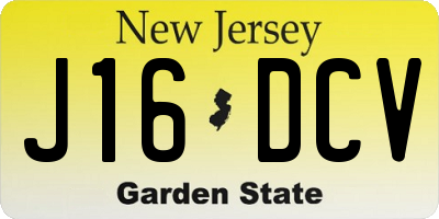 NJ license plate J16DCV