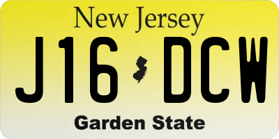 NJ license plate J16DCW