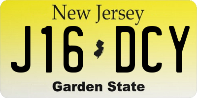 NJ license plate J16DCY