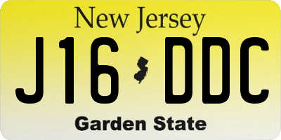 NJ license plate J16DDC