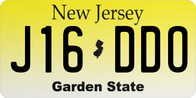 NJ license plate J16DDO