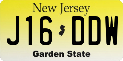 NJ license plate J16DDW