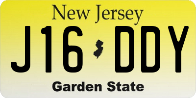 NJ license plate J16DDY
