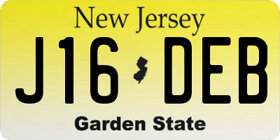 NJ license plate J16DEB