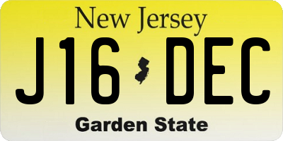 NJ license plate J16DEC