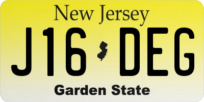 NJ license plate J16DEG