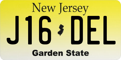 NJ license plate J16DEL