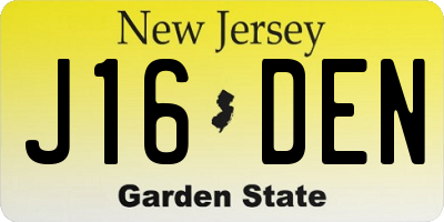 NJ license plate J16DEN