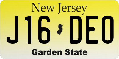 NJ license plate J16DEO