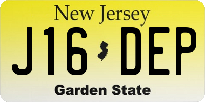NJ license plate J16DEP