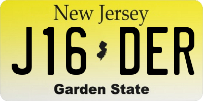 NJ license plate J16DER