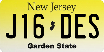 NJ license plate J16DES
