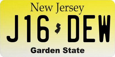 NJ license plate J16DEW