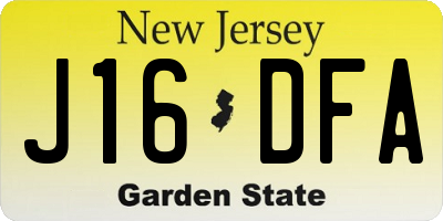 NJ license plate J16DFA