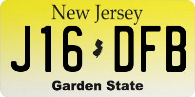NJ license plate J16DFB