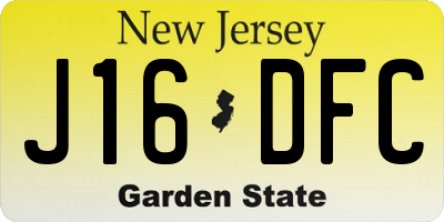 NJ license plate J16DFC