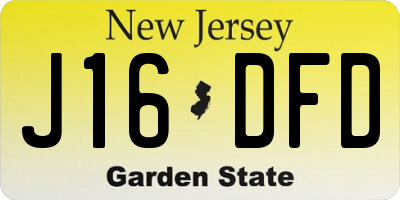 NJ license plate J16DFD