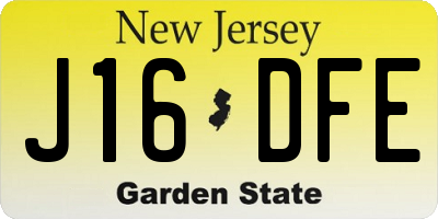 NJ license plate J16DFE