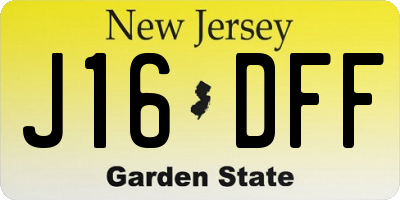 NJ license plate J16DFF