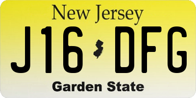 NJ license plate J16DFG