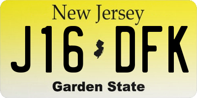 NJ license plate J16DFK