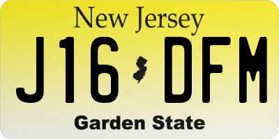 NJ license plate J16DFM