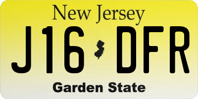 NJ license plate J16DFR